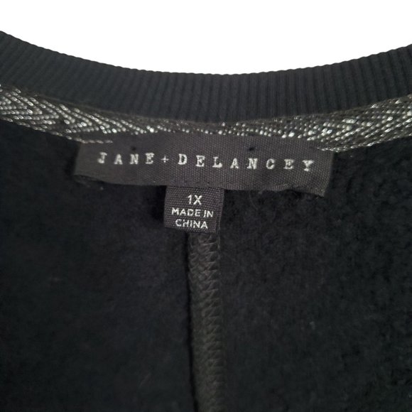 Jane + Delancey Size 1X Sweater Super Soft Jersey Knit Fleece Lined Shimmer Blac - Picture 4 of 9